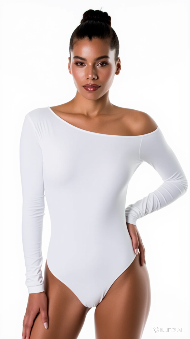 One Shoulder Long Sleeve Thong Bodysuit